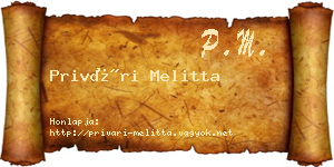 Privári Melitta névjegykártya